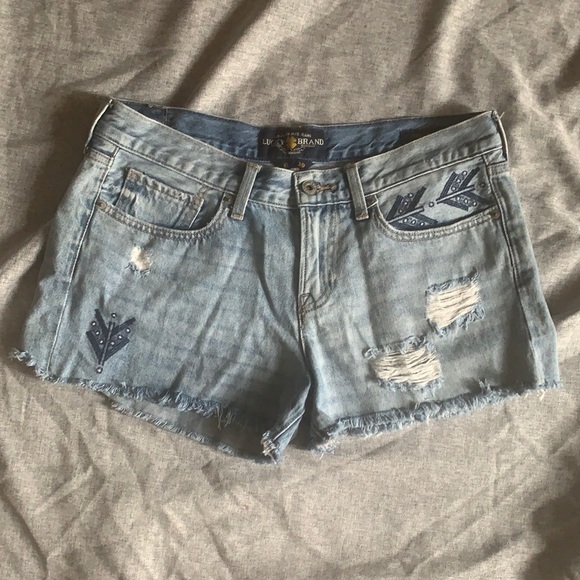 Lucky Brand Pants - Lucky Brand Distressed Arrow Shorts - 8